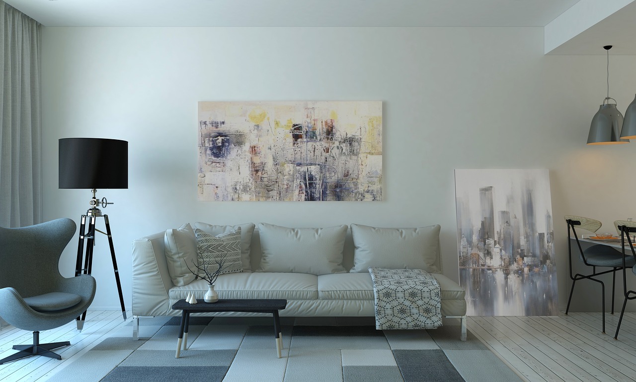 Clean bright sofa and upholstered furniture in a San Diego living room after professional cleaning